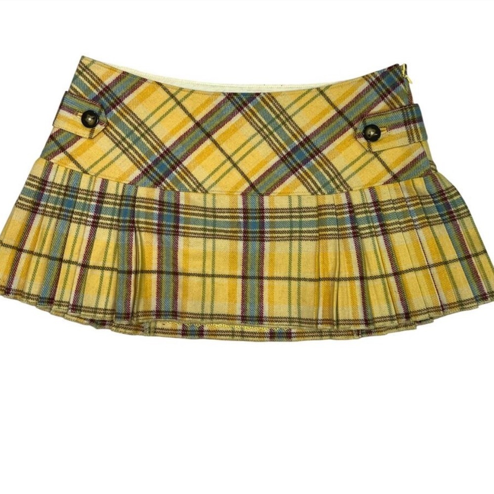 Vintage Y2K Abercrombie & Fitch Cream and Yellow Skirt Clueless Sz 6